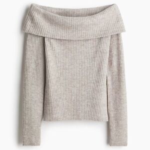 H&M RIB-KNIT OFF-THE-SHOULDER TOP